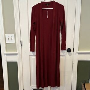 White House Black Market Burgundy Long Cardigan